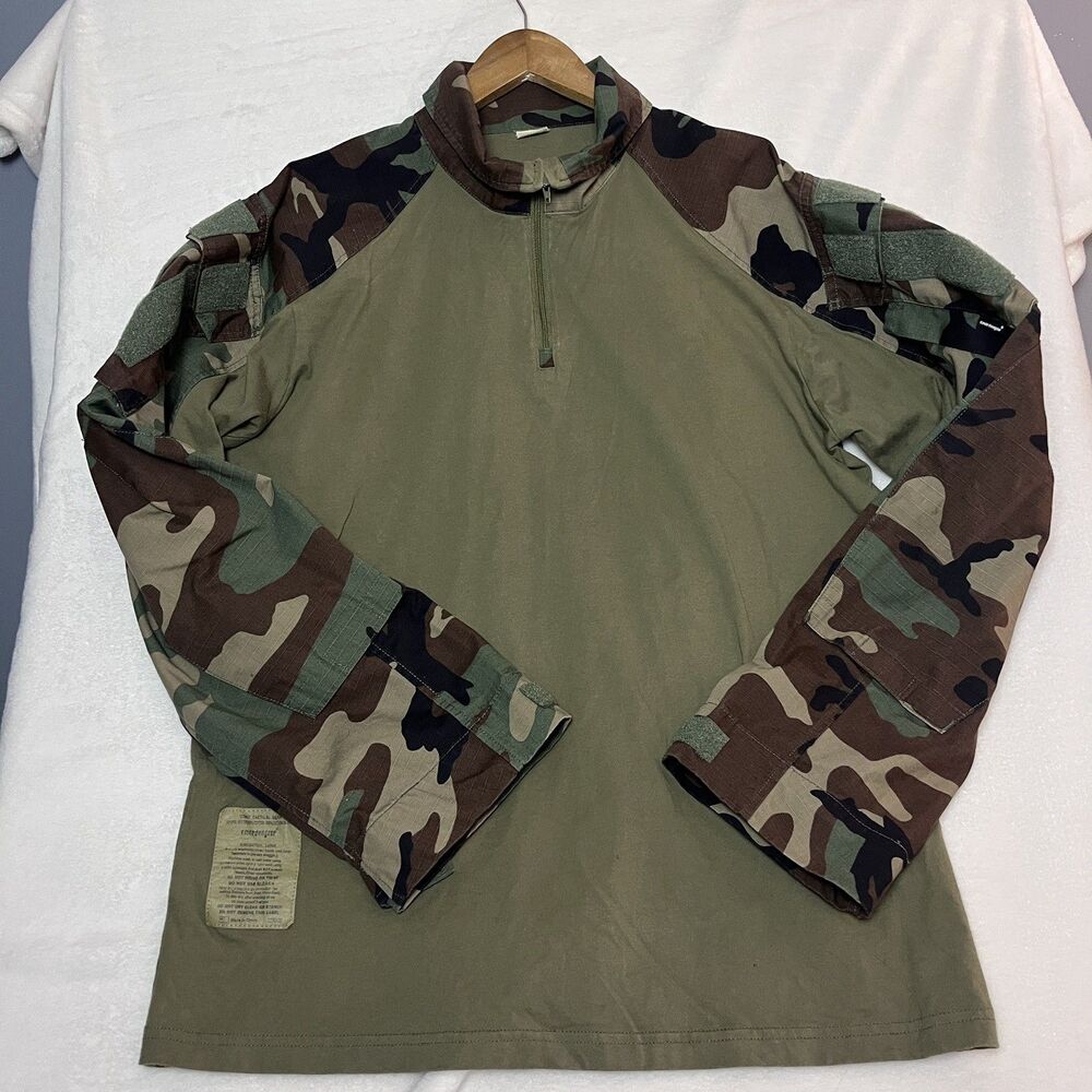 EmersonGear Mens XL Woodland Camo Tactical Combat Shirt 1/4 Zip Airsoft Milsim - Picture 4 of 13